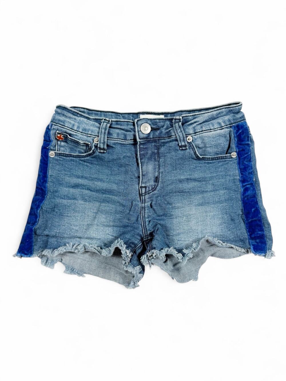 Hudson Girls Velvet Side Stripe Cutoff Denim Shorts Blue Size 10-12